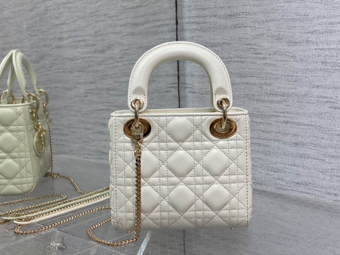 Mini Lady Dior Bag Latte Cannage Lambskin